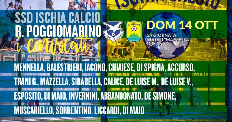 CALCIO. DOMANI ISCHIA – REAL POGGIOMARINO, I CONVOCATI DI MISTER BILARDI