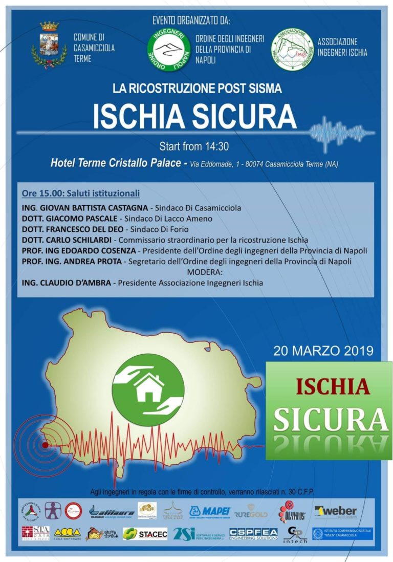 “ISCHIA SICURA”, FORMAZIONE PER INGEGNERI SU ATTIVITÀ POST SISMA