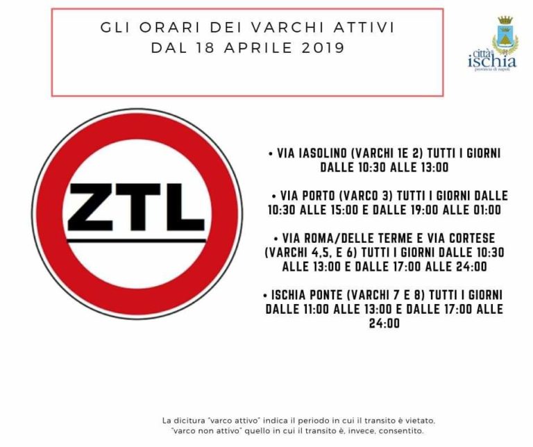 ISCHIA, I NUOVI ORARI DELLE ZTL