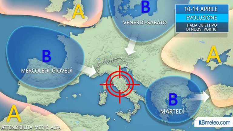 METEO – CAPRICCI DI PRIMAVERA, RITORNANO ACQUAZZONI E TEMPORALI