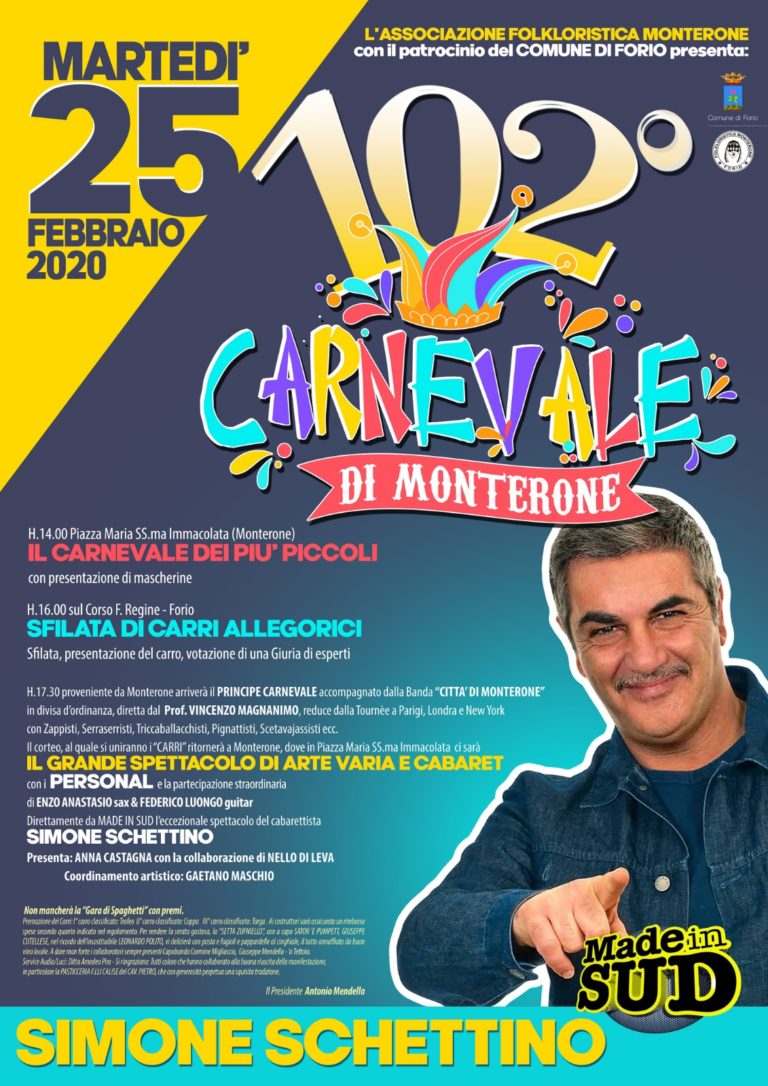 SARANNO QUATTRO I CARRI CHE SFILERANNO NEL CORSO DELLA 102^ EDIZIONE DELLO STORICO CARNEVALE DI MONTERONE