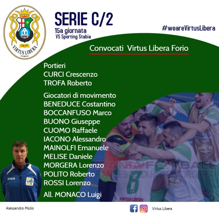 CALCIO A 5. VIRTUS LIBERA FORIO, DOMANI AL PALACASALE ARRIVA LO SPORTING STABIA