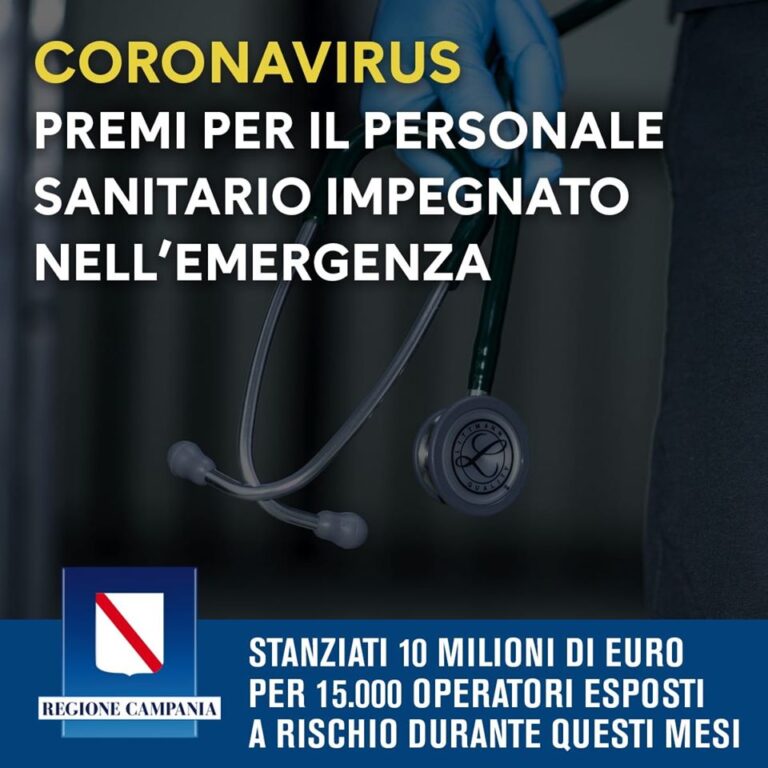 COVID-19, PREMIO DELLA REGIONE AL PERSONALE SANITARIO IMPEGNATO NELL’EMERGENZA