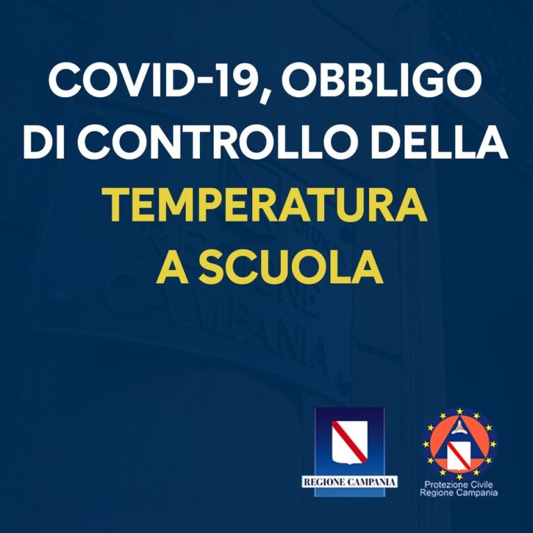 COVID-19, IN CAMPANIA OBBLIGO DI CONTROLLO DELLA TEMPERATURA A SCUOLA