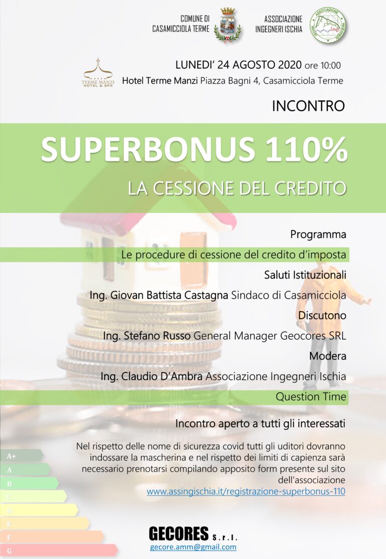 SUPERBONUS 110%, IL 24 AGOSTO INCONTRO ALL’HOTEL MANZI