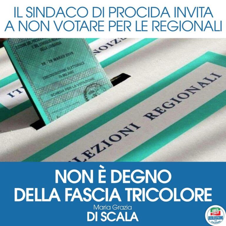 LA DI SCALA ATTACCA IL SINDACO DI PROCIDA: “NON E’ DEGNO DI INDOSSARE LA FASCIA TRICOLORE”