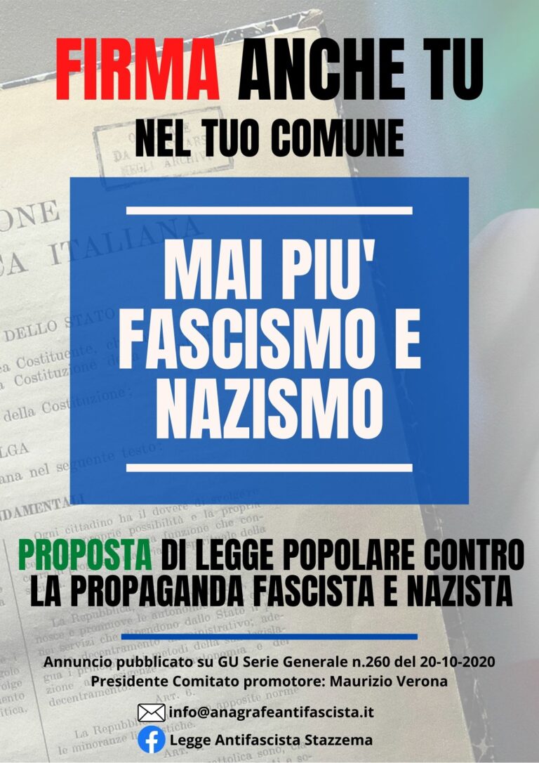 PARTITO DEMOCRATICO PROCIDA: RACCOLTA FIRME LEGGE ANTIFASCISTA