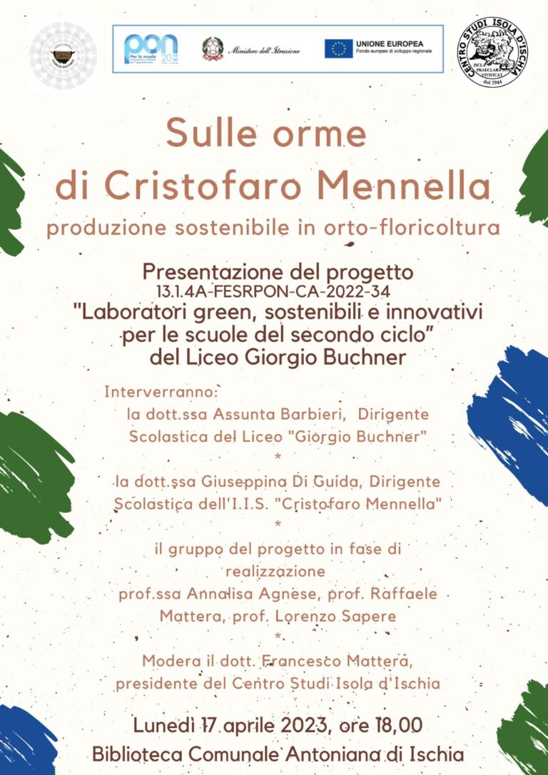 SULLE ORME DI CRISTOFARO MENNELLA: IL LICEO BUCHNER PRESENTA IL PROGETTO GREEN