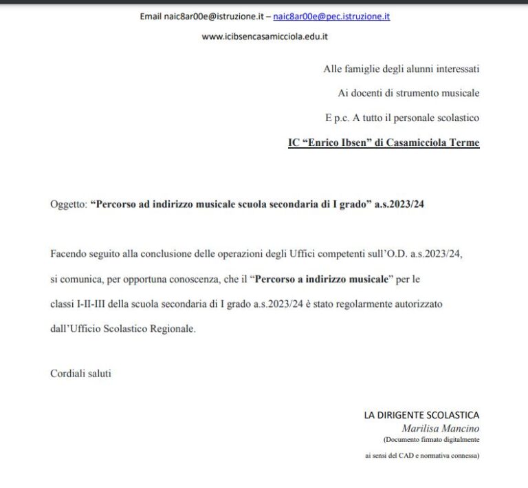 INDIRIZZO MUSICALE IBSEN, PER CASAMICCIOLA: ECCO L’ENNESIMA BUGIA DEI NOSTRI AVVERSARI