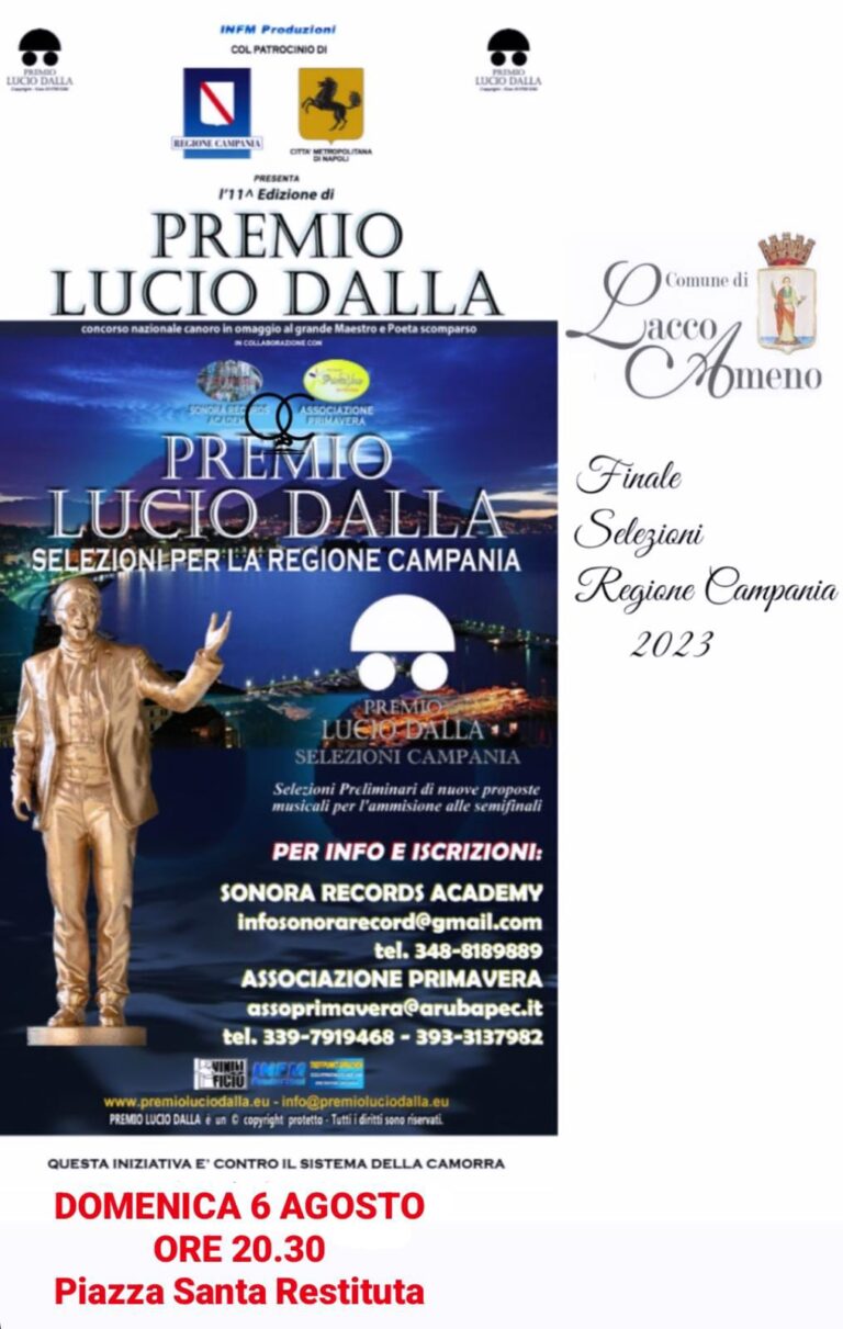 PREMIO LUCIO DALLA: FINALE SELEZIONI REGIONE CAMPANIA 2023 A LACCO AMENO