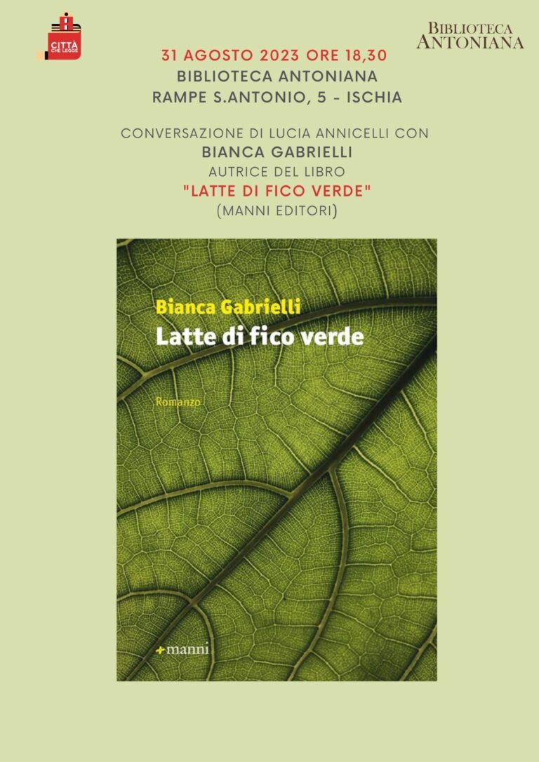 LATTE DI FICO VERDE: LA PRESENTAZIONE DEL LIBRO DI  BIANCA GABRIELLI ALLA BIBLIOTECA ANTONIANA