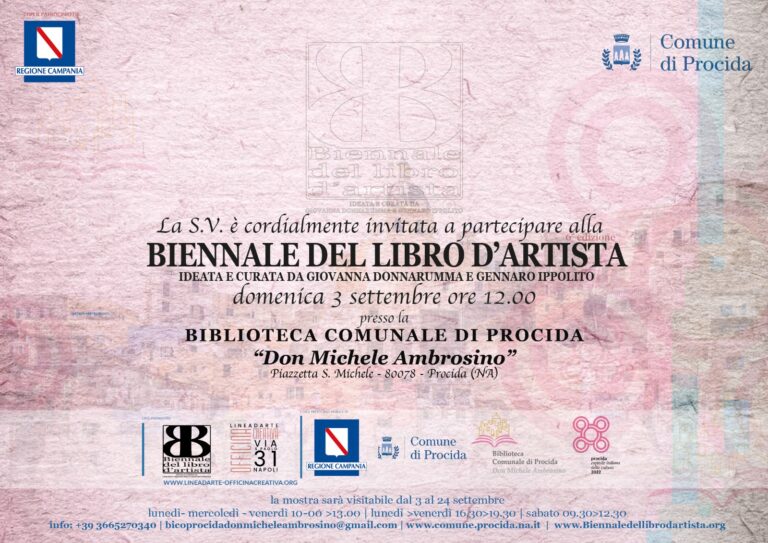 PROCIDA: AL VIA LA VI EDIZIONE DELLA BIENNALE DEL LIBRO D’ARTISTA DAL 3 al 24 SETTEMBRE