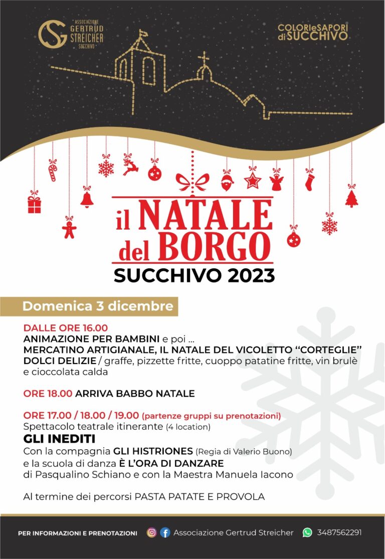 IL NATALE DEL BORGO DI SUCCHIVO: IL 3 DICEMBRE LA VII EDIZIONE