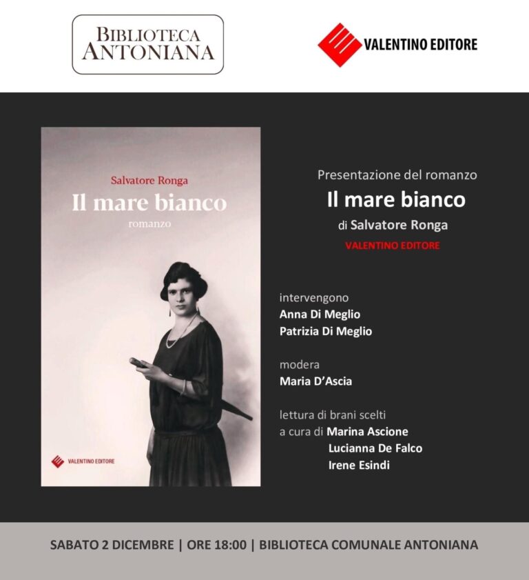 IL MARE BIANCO: SABATO 2 DICEMBRE LA PRESENTAZIONE DEL LIBRO DI SALVATORE RONGA