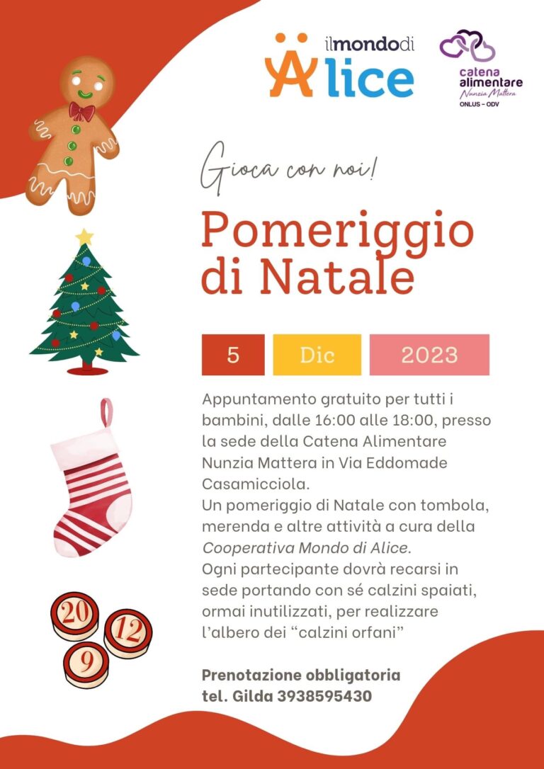 POMERIGGIO DI NATALE: L’INIZIATIVA DELLA CATENA ALIMENTARE E IL MONDO DI ALICE 